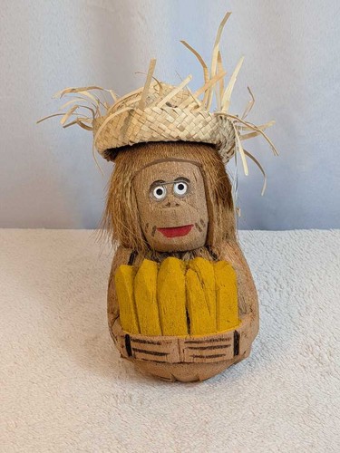 Hand crafted coconut monkey - crafted,