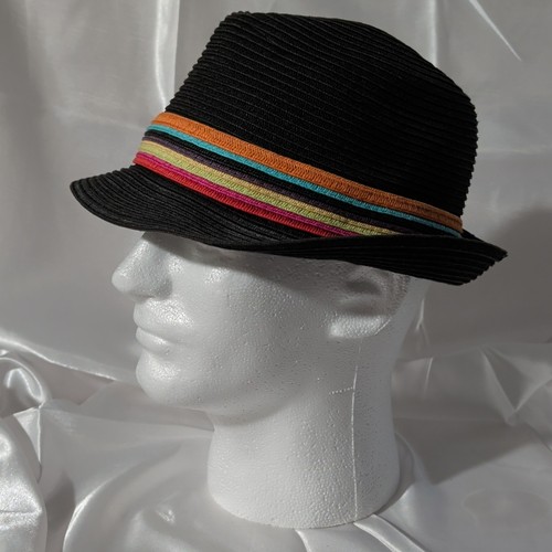 Panama jack black straw fedora - black,
